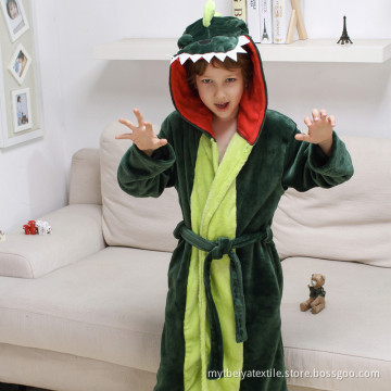 High Quality Children Kids Hooded Flannel Animal Baby Bathrobe